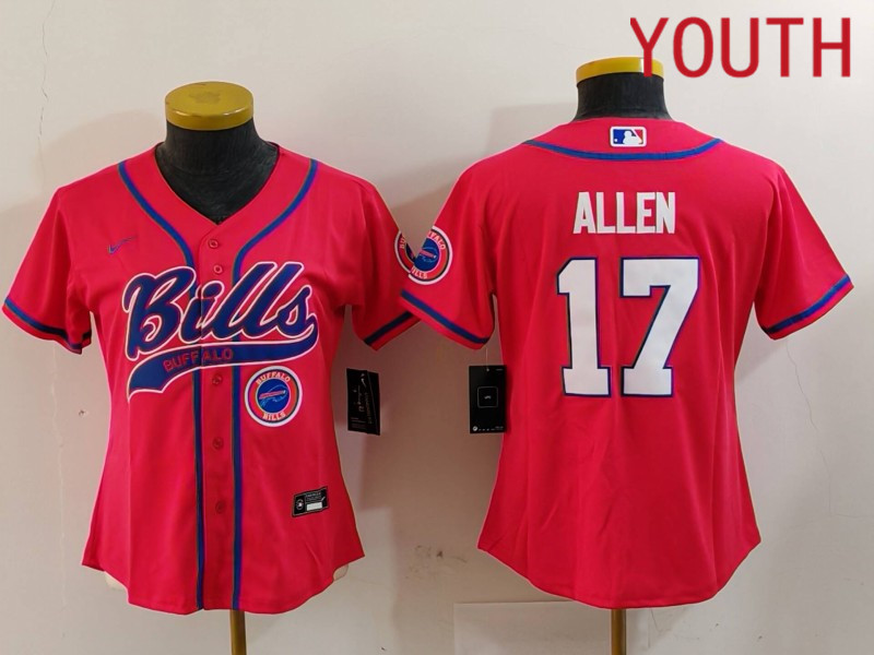 Youth Buffalo Bills #17 Allen Red Joint Name 2024 Nike Limited NFL Jersey style 9122